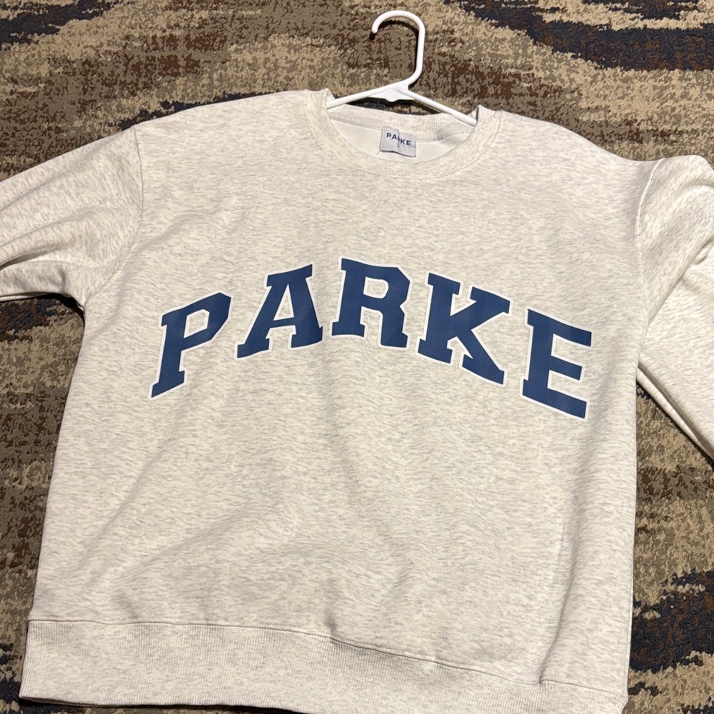 Gray Sweatshirt with Blue Lettering